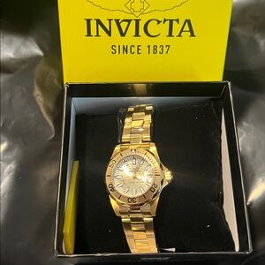 Invicta Signature Swiss Rhonda 585 Caliber 27mm Gold BNIB